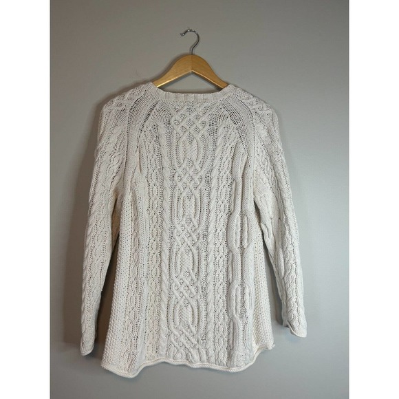 Abercrombie & Fitch Y2K Chunky Cable Ivory Knit Sweater Women's Med - Picture 6 of 8